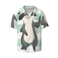 thumbnail image 1 of Balery Cute Raccoon Men's Casual Button Down Shirt Short Sleeve Textured Summer Cuban Beach Shirts-XX-Large, 1 of 7