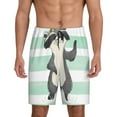 thumbnail image 1 of Balery Cute Raccoon Men's Cotton Knit Pajama Shorts Waistband & Pockets,Short Pajama Pants-Small, 1 of 8
