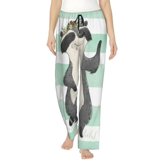 Balery Cute Raccoon print Women's Pajama Pants,Ultra Lightweight Pjs,Lounge Pant-Small