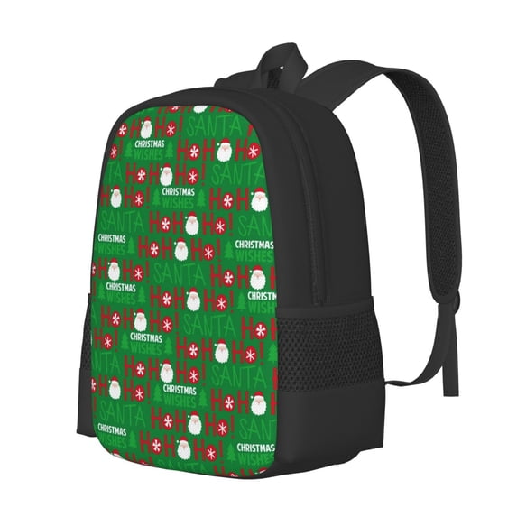 Balery Cute Santa And Ho Ho Ho Backpack for Men and Women - Durable 600D Oxford Cloth -Large Capacity, Water-Resistant School, Travel, and Hiking Bag