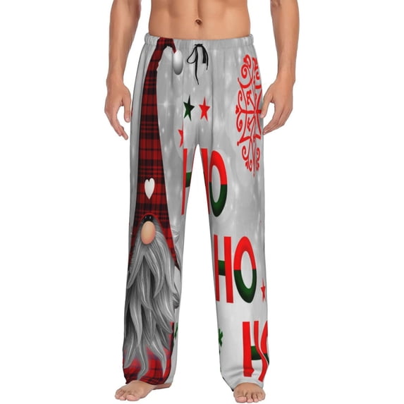 Balery Cute Santa print Men's Pajama Pants,Ultra Lightweight Pjs,Lounge Pant-X-Large