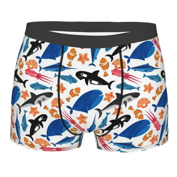 Balery Cute Sea Animals Men's Boxer Briefs, Soft and Breathable Cotton Underwear with nylon Waistband-XX-Large