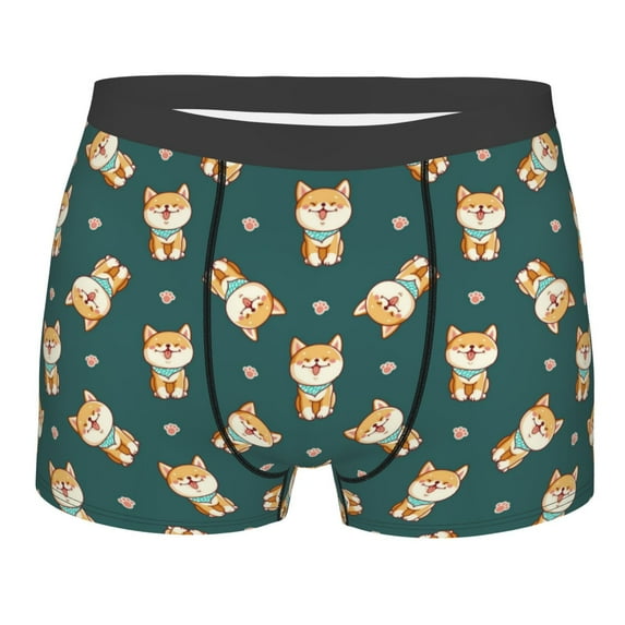 Balery Cute Shiba Men's Boxer Briefs, Soft and Breathable Cotton Underwear with nylon Waistband-X-Large