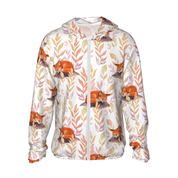 Balery Cute Sleepy Fox Men's Women's UPF 50+ Sun Protection Lightweight Hoodie Performance Long Sleeve Shirt for Fishing Running-XX-Large