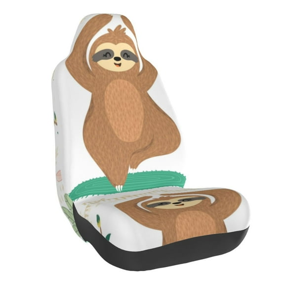 Balery Cute Sloth In Yoga Pose Tree Pattern Car Seat Cover - Soft & Breathable Front Premium Covers with Non-Slip Protector Fits Most Automotive, Vans, SUVs, Trucks - 1 Unit