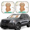 thumbnail image 1 of Balery Cute Sloth In Yoga Pose Tree Sun Shield 2 Pack For Car Front Windows Foldable Sun Visor Protector Blocks Max Uv Rays And Keeps Your Vehicle Cool For Most Sedans Suv Truck, 1 of 7