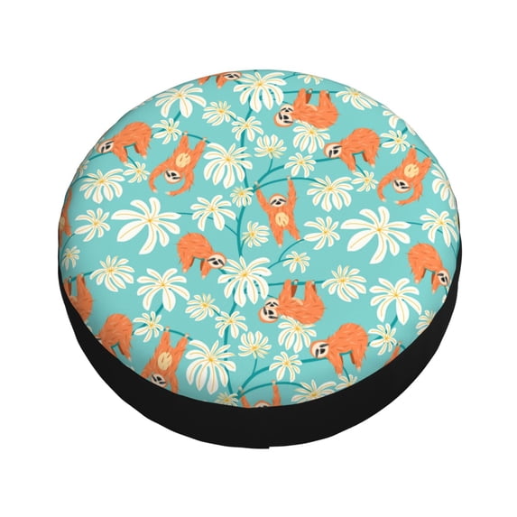 Balery Cute Sloth on Floral Tree Tire Covers - Tough Tire Wheel Protector for Truck, SUV, Trailer, Camper, RV -16 inch