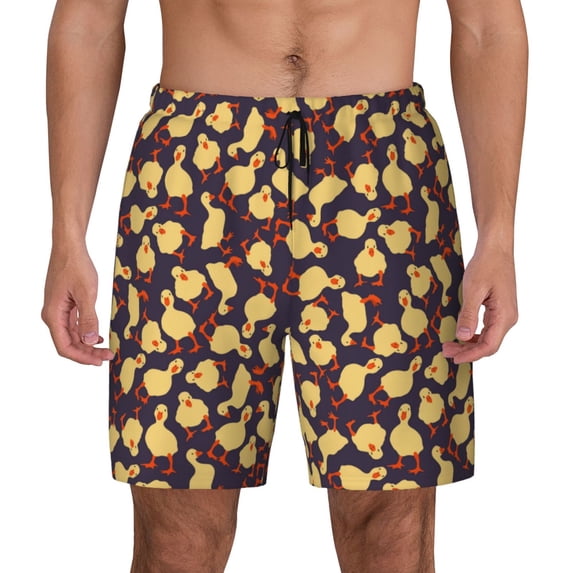 Balery Cute Small Farm Birds Mens Swim Trunks Swim Shorts for Men Quick Dry Inseam Beach Shorts with Compression Liner Pocket-XX-Large