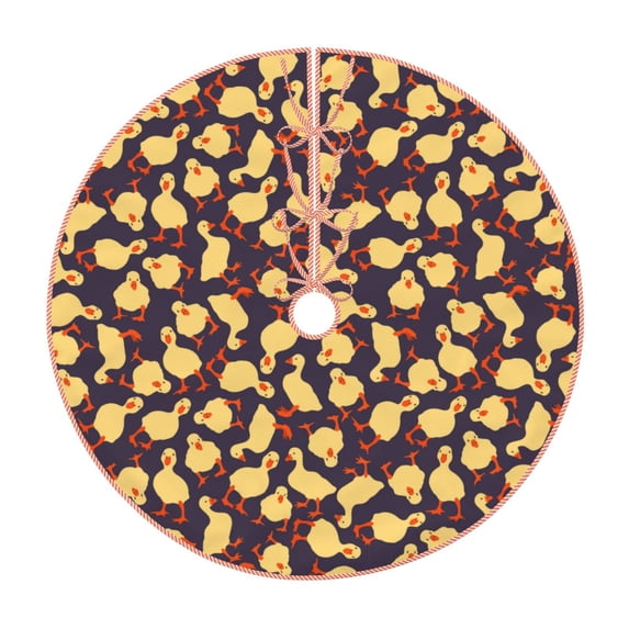 Balery Cute Small Farm Birds Printed Christmas Tree Skirt , Merry Christmas Party Christmas Tree Decoration,Adjustable Tree Skirt-36"