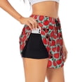thumbnail image 1 of Balery Cute Tomato Pattern Women's Running Shorts with Liner 2 Pockets Elastic Workout Athletic Gym Yoga Shorts-X-Large, 1 of 7