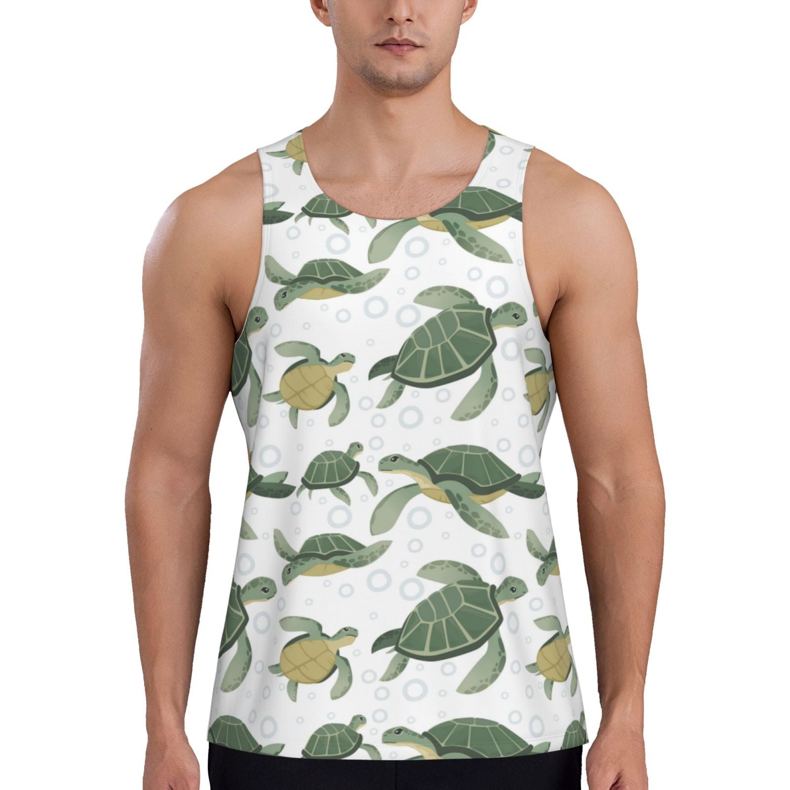Balery Cute Turtle Pattern Men's Workout Tank Top Gym Muscle Tee ...