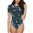 thumbnail image 1 of Balery Cute Turtle Women's Short Sleevee Crew Neck Bodysuit Tops Short Sleeve Tops Basic-Medium, 1 of 9