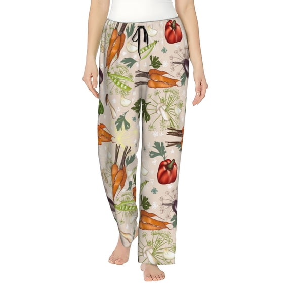 Balery Cute Vegetables print Women's Pajama Pants,Ultra Lightweight Pjs,Lounge Pant-Large