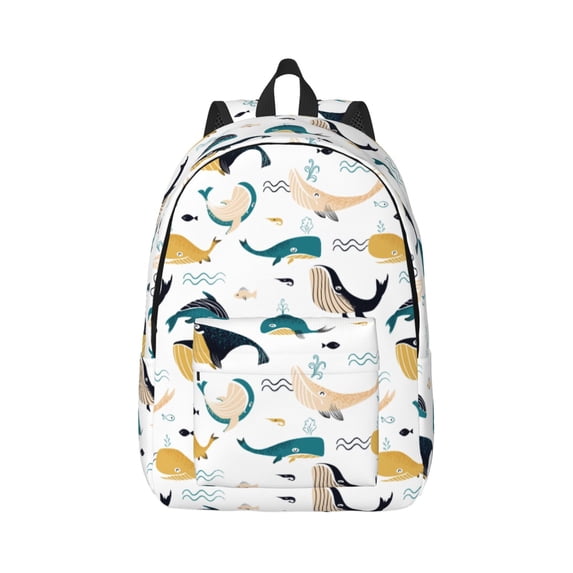 Balery Cute Whale Vintage Canvas Backpack for Men and Women - Large Capacity, Durable Travel Laptop Bag for School, Work, Hiking, and Outdoor Activities
