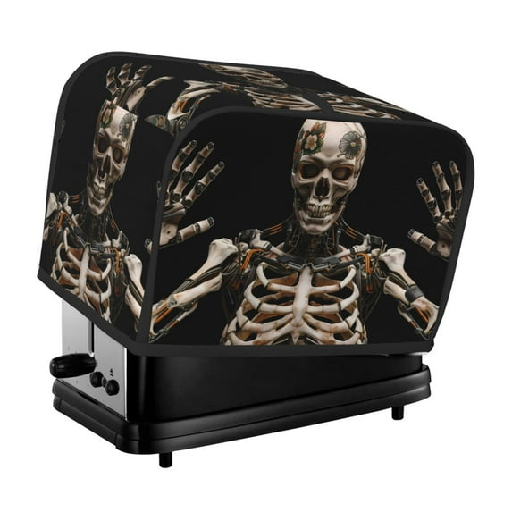 Balery Cyber Skeleton With Tattoos Pattern Oven Cover Kitchen Bread Machine Protector, 2 Slice Toaster Cover for Home, Anti Dust Fingerprint Coaster Cover