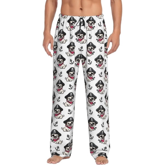 Balery DOG IS WEARING PIRATE COSTUME print Men's Pajama Pants,Ultra Lightweight Pjs,Lounge Pant-