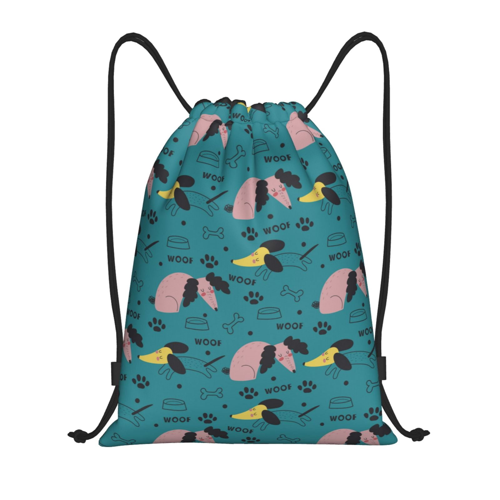 Balery Dachshund Dog Pattern Drawstring Backpack Bag Sport Gym Sackpack ...