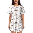 thumbnail image 1 of Balery Dachshund Dog Pattern Womens Pajama Sets 2 Piece Soft Short Sleeve Top and Shorts Sleepwear Round Neck Pjs Lounge Set with Pockets-Large, 1 of 7