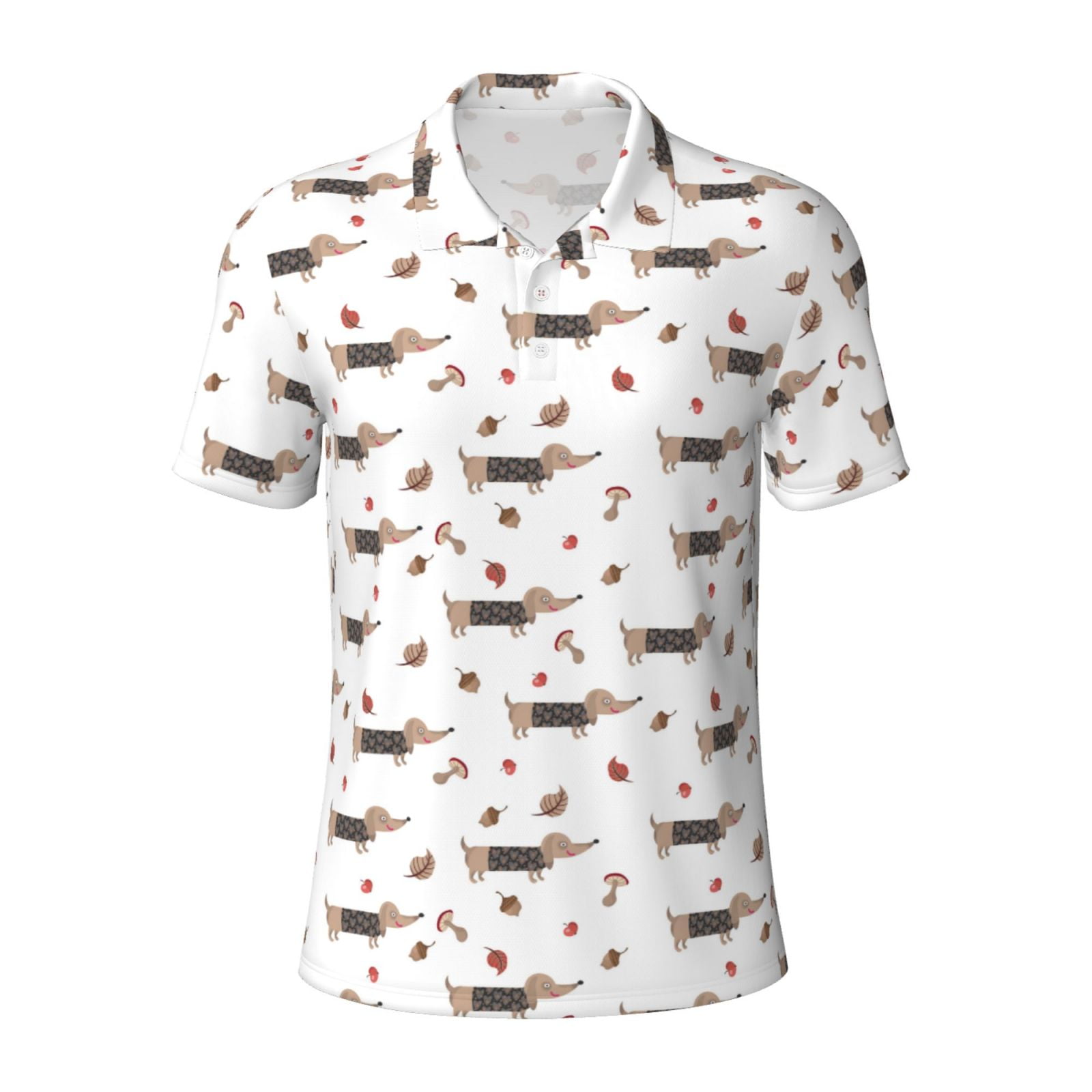 Balery Dachshund Dog Printed Men’s Short Sleeve Polo Shirt, Midweight ...