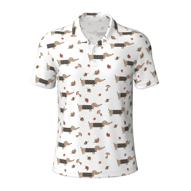 Balery Dachshund Dog Printed Men???s Short Sleeve Polo Shirt, Midweight ...
