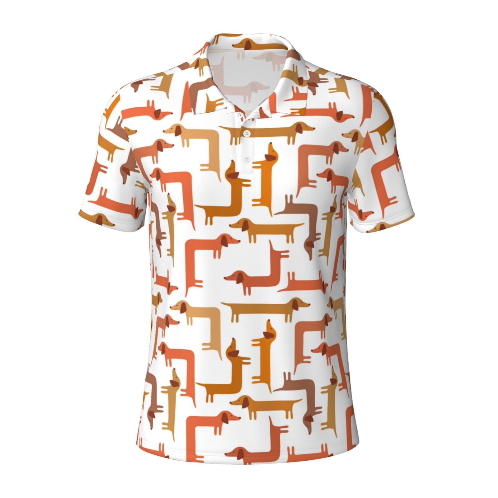 Balery Dachshund Dog Printed Men???s Short Sleeve Polo Shirt, Midweight ...