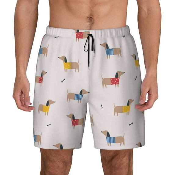 Balery Dachshund Dog Puppy Mens Swim Trunks Swim Shorts for Men Quick Dry Inseam Beach Shorts with Compression Liner Pocket-XX-Large
