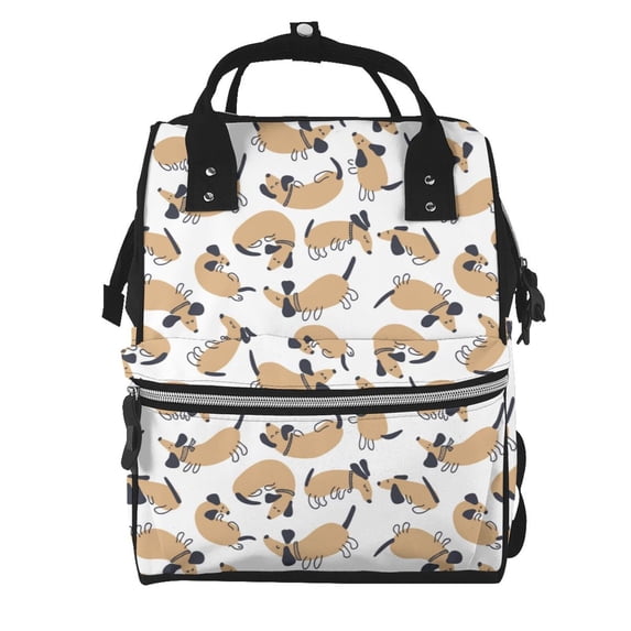 Balery Dachshund Dog Puppy Mummy Backpack - Waterproof Twill Canvas, Large Capacity Diaper Bag with Multiple Pockets and Adjustable Straps