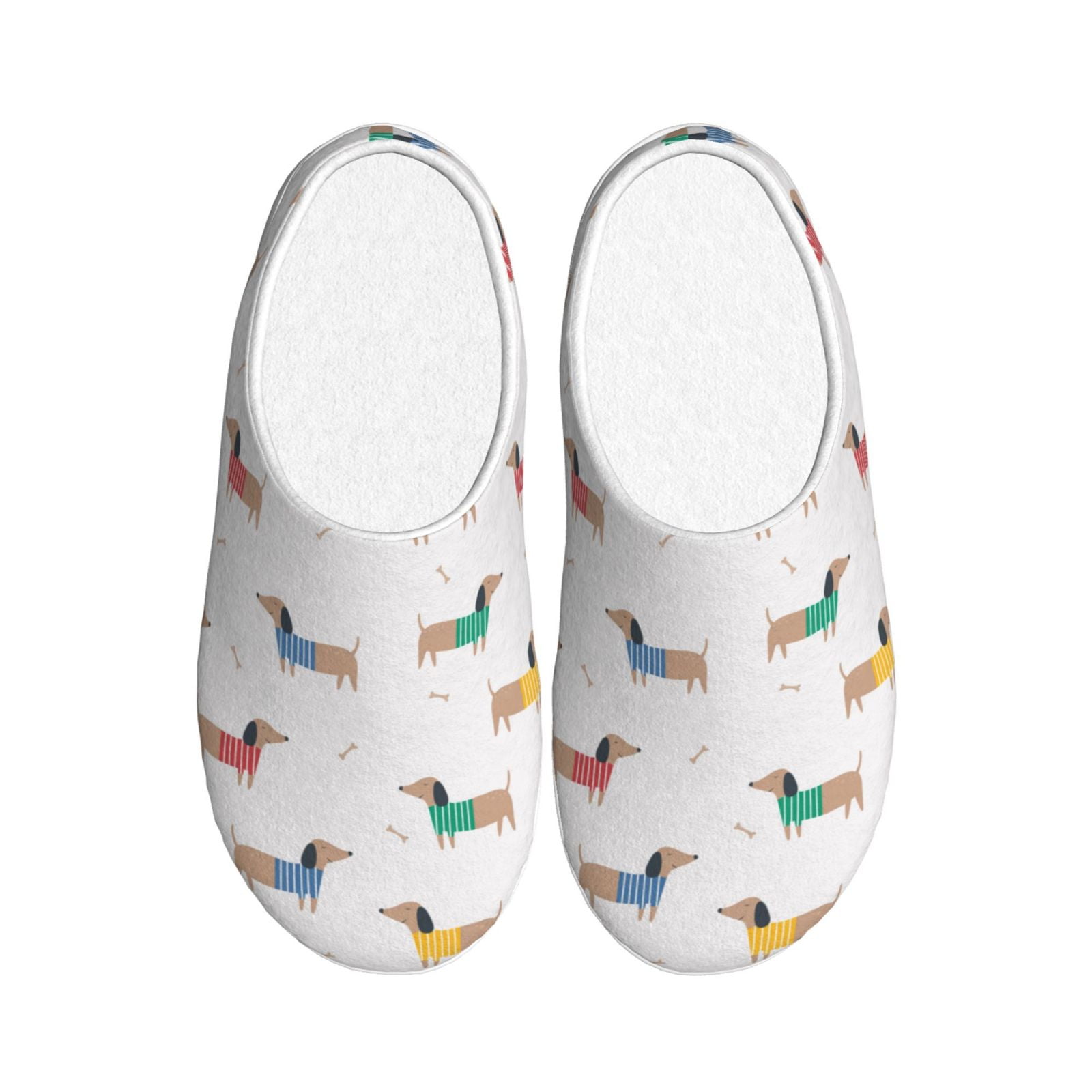 Balery Dachshund Dog Puppy Pattern Women's Fuzzy Memory Foam Slippers ...