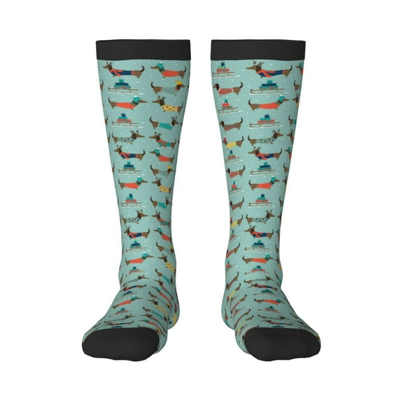 Balery Dachshund Dog Puppy Printed Novelty Socks Men's Women's Crew Socks Sports Socks Knee High Socks Cotton Socks Quirky and Cool Socks