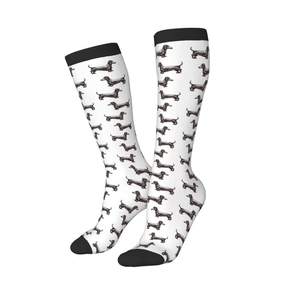 Balery Dachshund Dog Puppy Printed Novelty Socks Men's Women's Crew Socks Sports Socks Knee High Socks Cotton Socks Quirky and Cool Socks