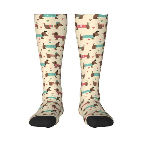 Balery Dachshund Dog Puppy Printed Novelty Socks Men's Women's Crew Socks Sports Socks Knee High Socks Cotton Socks Quirky and Cool Socks
