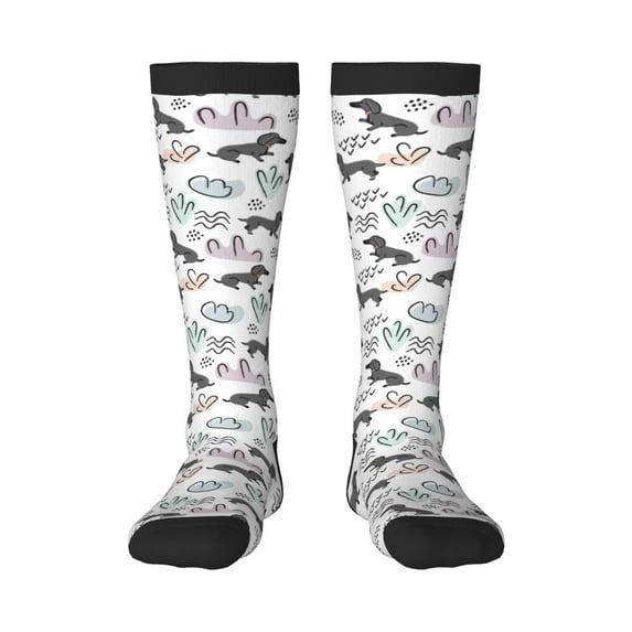 Balery Dachshund Dog Puppy Printed Novelty Socks Men's Women's Crew Socks Sports Socks Knee High Socks Cotton Socks Quirky and Cool Socks