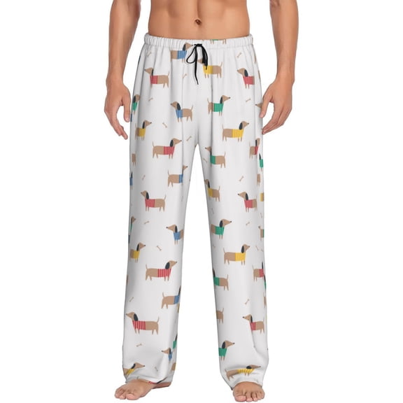 Balery Dachshund Dog Puppy print Men's Pajama Pants,Ultra Lightweight Pjs,Lounge Pant-XX-Large