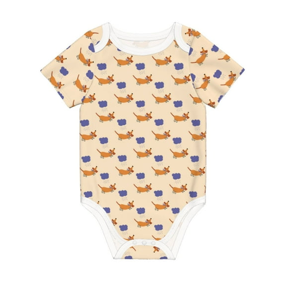 Balery Dachshund Pattern Baby Climbing Clothes Infant Bodysuit Cute Infant Bodysuit Baby Romper-6 Months