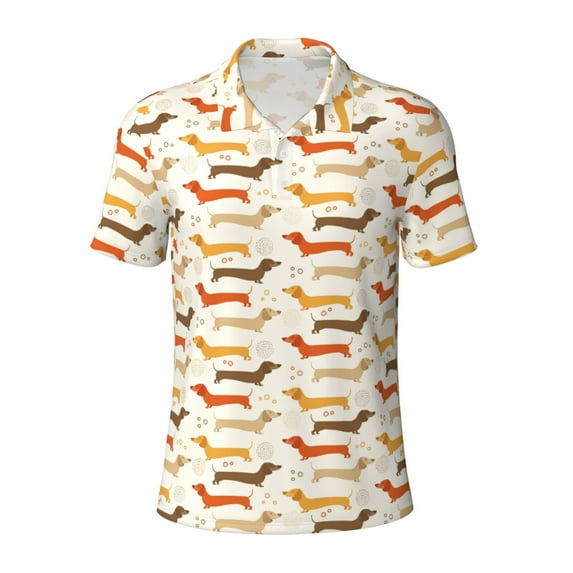 Balery Dachshund Printed Men’s Short Sleeve Polo Shirt, Midweight Men's Shirt,Golf Polo shirts -Large