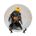 thumbnail image 1 of Balery Dachshund Sitting in Bathtub Print Bone China Decorative Plate Ceramic Dinner Plates Art Crafts with Display Stand-6in, 1 of 6