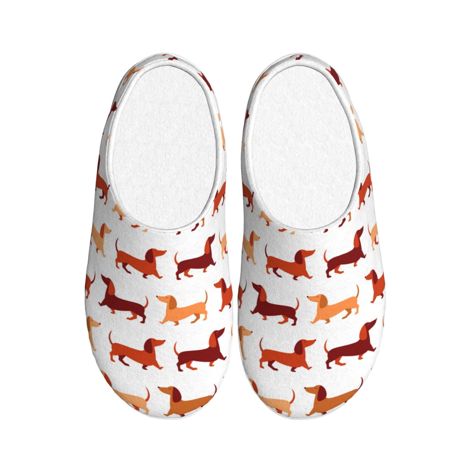 Balery Dachshund Walking Pattern Women's Fuzzy Memory Foam Slippers ...