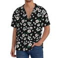 thumbnail image 1 of Balery Daisies Flowers Men's Casual Button Down Shirt Short Sleeve Textured Summer Cuban Beach Shirts-X-Large, 1 of 7