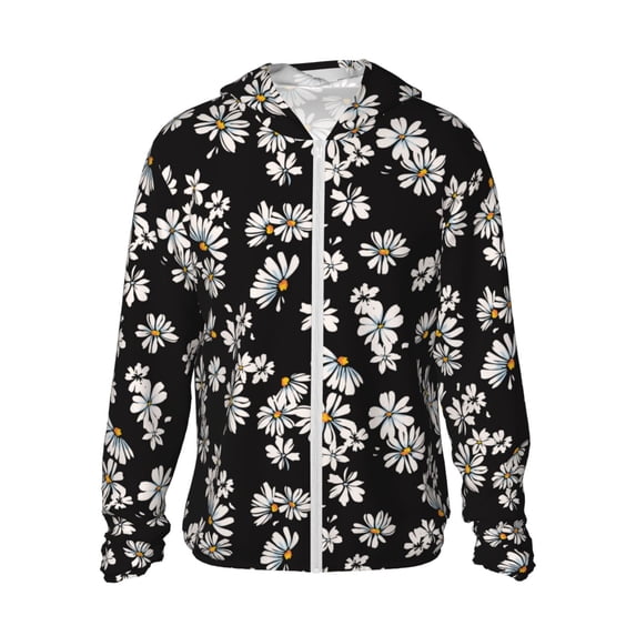 Balery Daisies Flowers Men's Women's UPF 50+ Sun Protection Lightweight Hoodie Performance Long Sleeve Shirt for Fishing Running-XX-Large