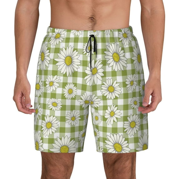 Balery Daisies Flowers Mens Swim Trunks Swim Shorts for Men Quick Dry Inseam Beach Shorts with Compression Liner Pocket-Large