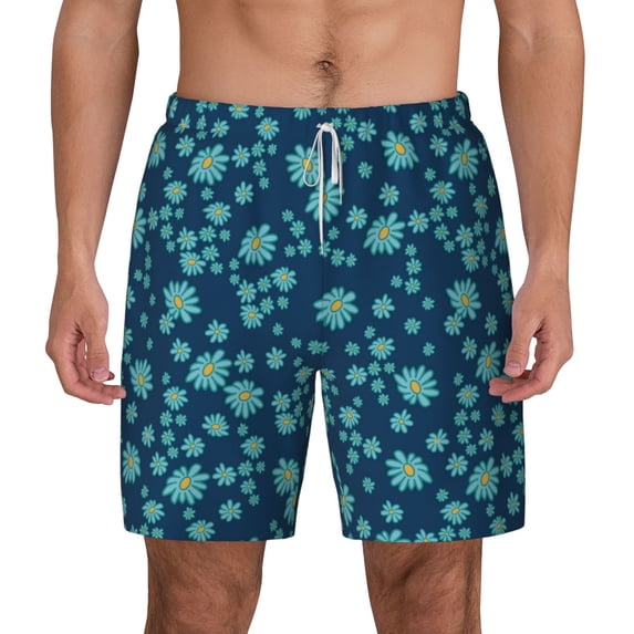 Balery Daisies Flowers Mens Swim Trunks Swim Shorts for Men Quick Dry Inseam Beach Shorts with Compression Liner Pocket-Large