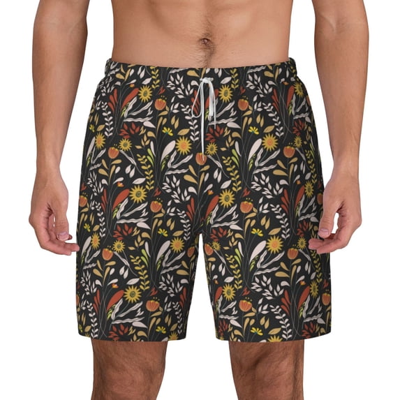 Balery Daisies Flowers Mens Swim Trunks Swim Shorts for Men Quick Dry Inseam Beach Shorts with Compression Liner Pocket-X-Large