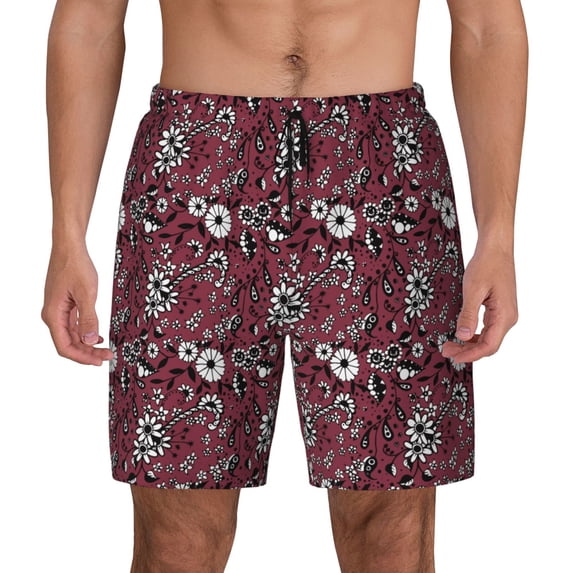 Balery Daisies Flowers Mens Swim Trunks Swim Shorts for Men Quick Dry Inseam Beach Shorts with Compression Liner Pocket-Small