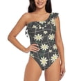 thumbnail image 1 of Balery Daisies Flowers One Shoulder Swimsuits for Women Ruffle Swimsuits Tummy Control One Shoulder Bathing Suits-Large, 1 of 8