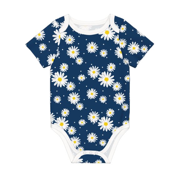 Balery Daisies Flowers Pattern Baby Climbing Clothes Infant Bodysuit Cute Infant Bodysuit Baby Romper-9M