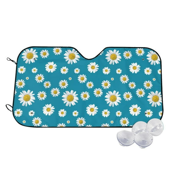 Balery Daisies Flowers Print Car Windshield Sun Shade,Windshield Sunshade for Car Pickup Truck SUV Accessories-