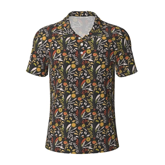 Balery Daisies Flowers Printed Men’s Short Sleeve Polo Shirt, Midweight Men's Shirt,Golf Polo shirts -4X-Large