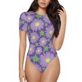 thumbnail image 1 of Balery Daisies Flowers Women's Short Sleevee Crew Neck Bodysuit Tops Short Sleeve Tops Basic-, 1 of 9