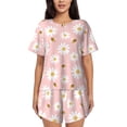 thumbnail image 1 of Balery Daisy And Bee Pattern Womens Pajama Sets 2 Piece Soft Short Sleeve Top and Shorts Sleepwear Round Neck Pjs Lounge Set with Pockets-4X-Large, 1 of 7