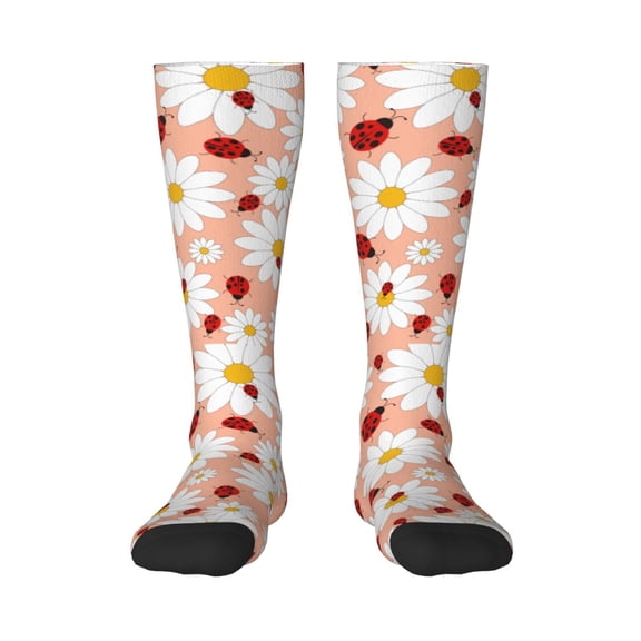 Balery Daisy And Ladybug Fun Novelty Socks Men'S Women'S Crew Socks Funny Crazy Novelty Socks Quirky And Cool Socks